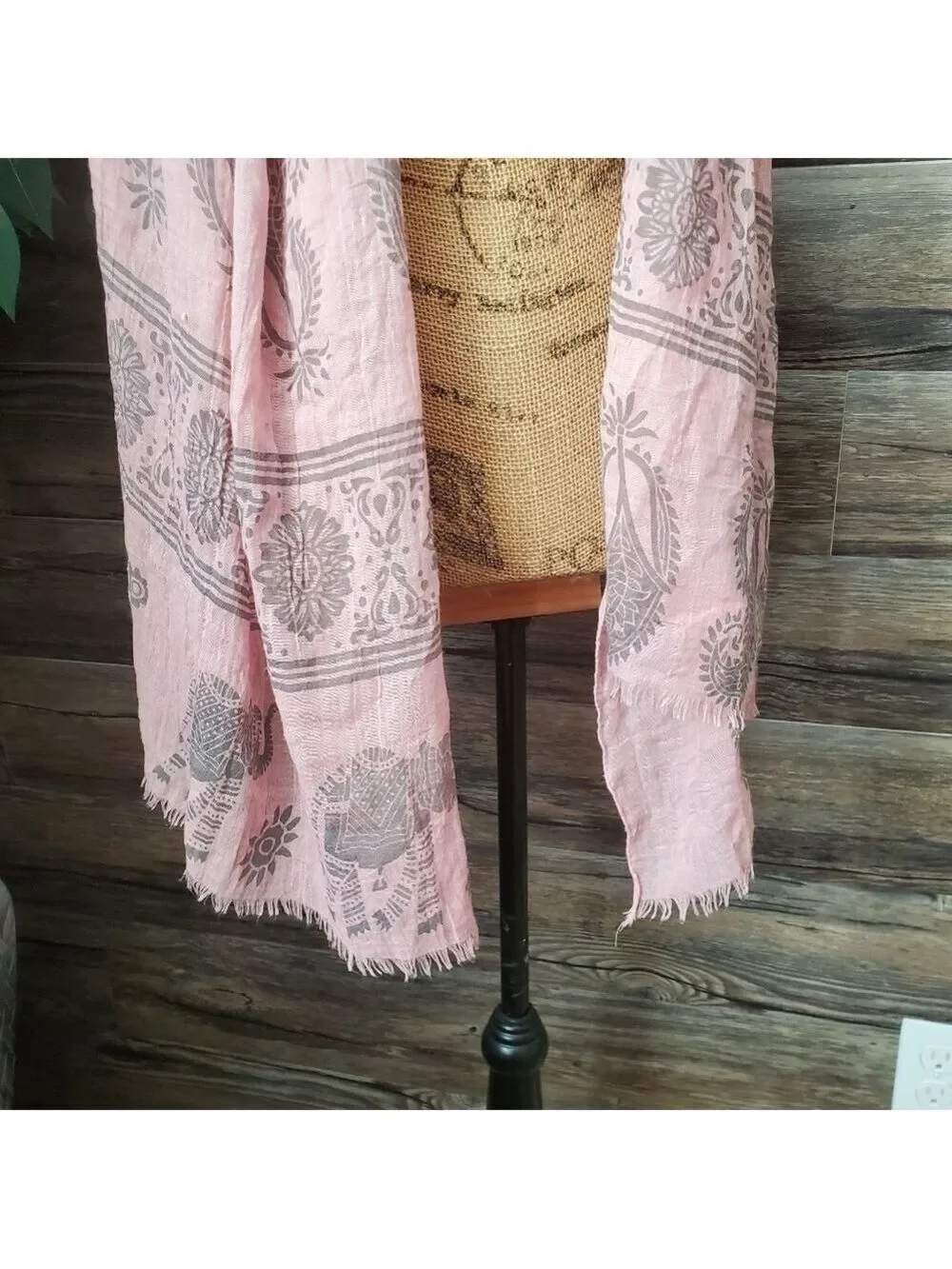 Pink Pastel Boho Cotton Scarf Wrap Fringe